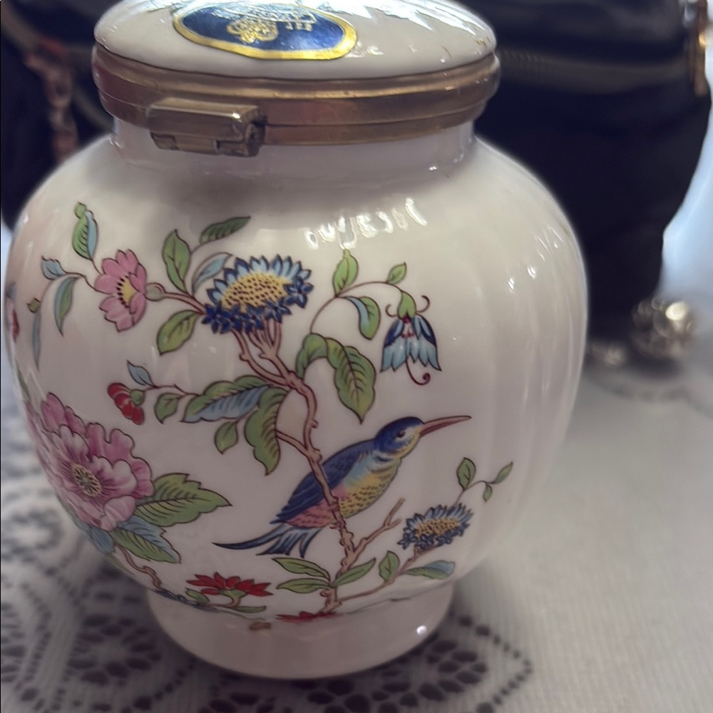 Ainsley Floral Ceramic Jar with Bird Design